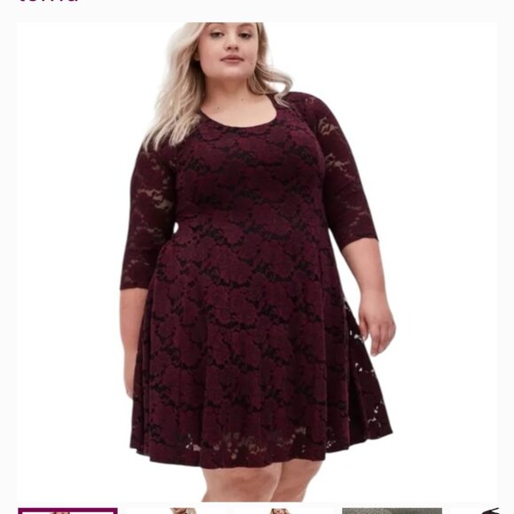 Romantic Lace Dark Red and Black Roses dress - Picture 2 of 13